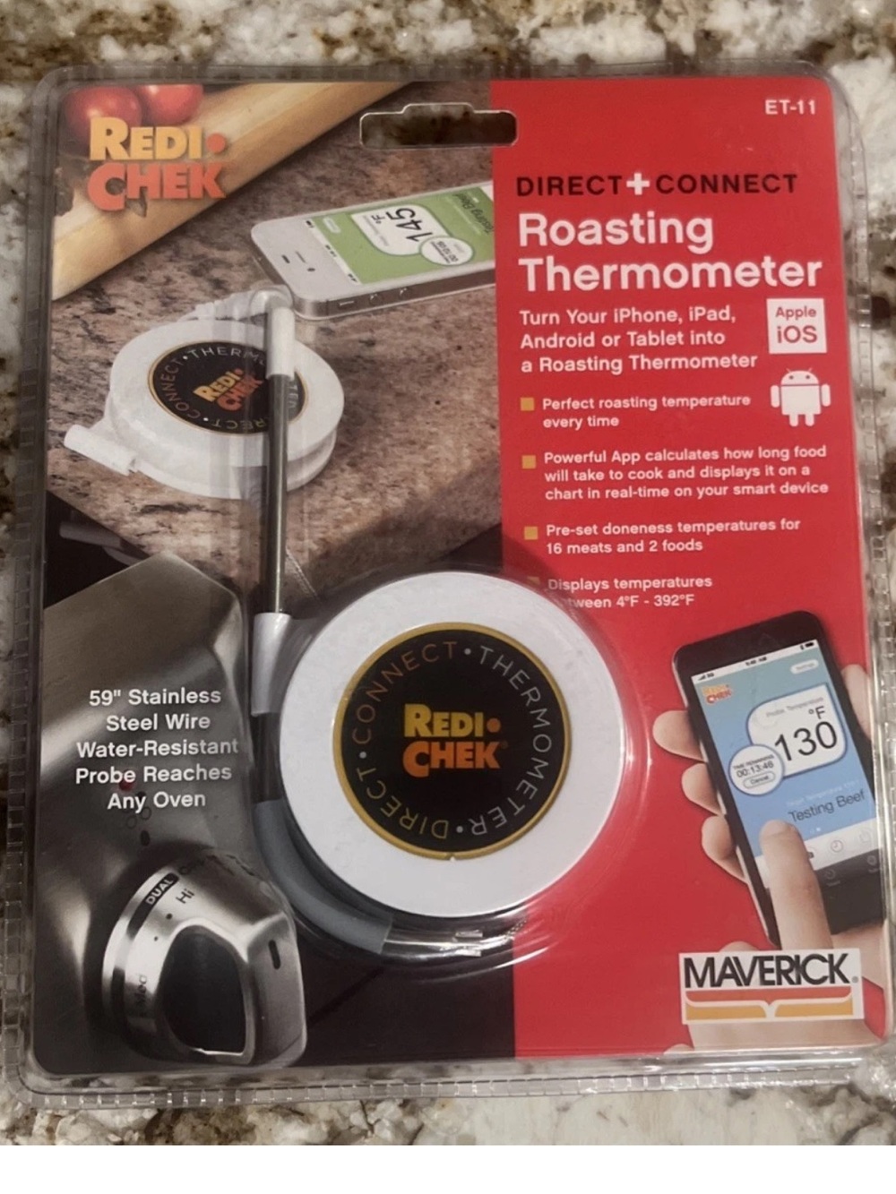 NEW - REDI-CHECK - Apple / Android Compatible - Roasting Thermometer by Maverick